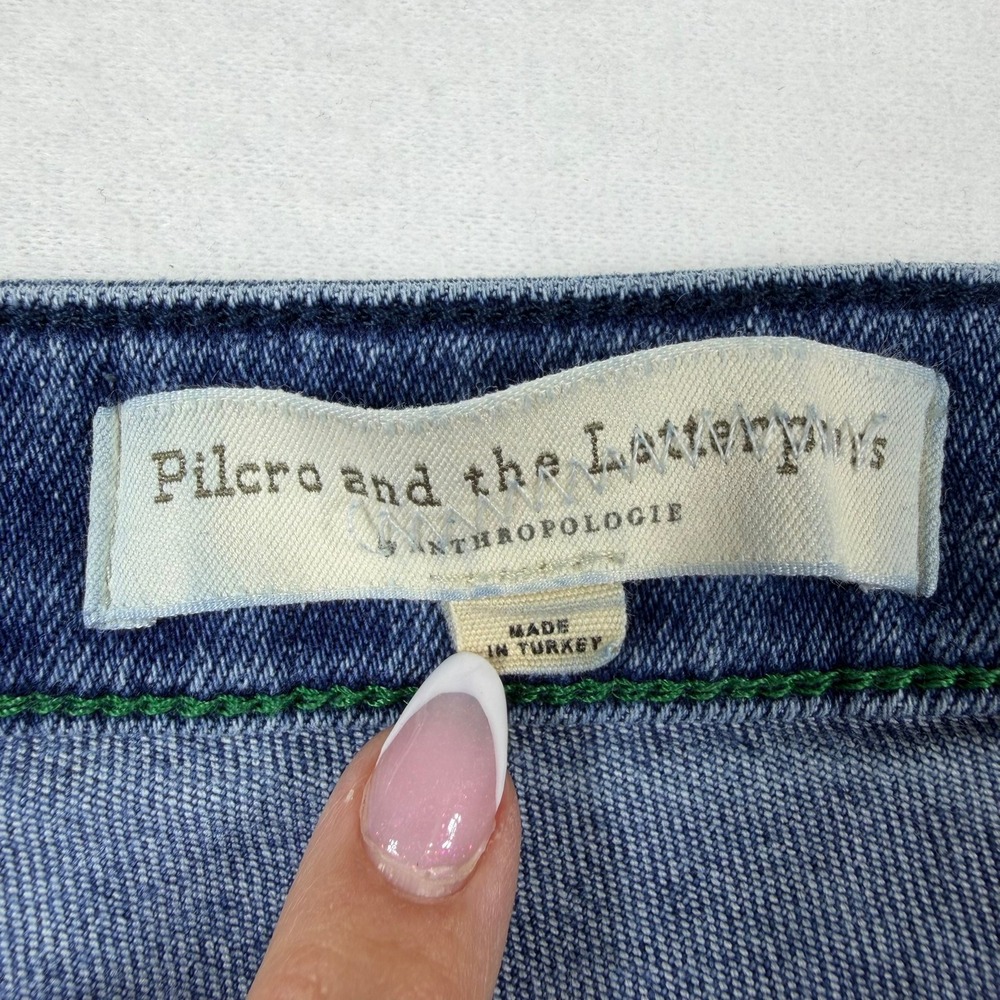 Anthropologie Pilcro High Rise Trouser Bootcut Jeans Blue Button Fly Size 28 - Picture 5 of 15